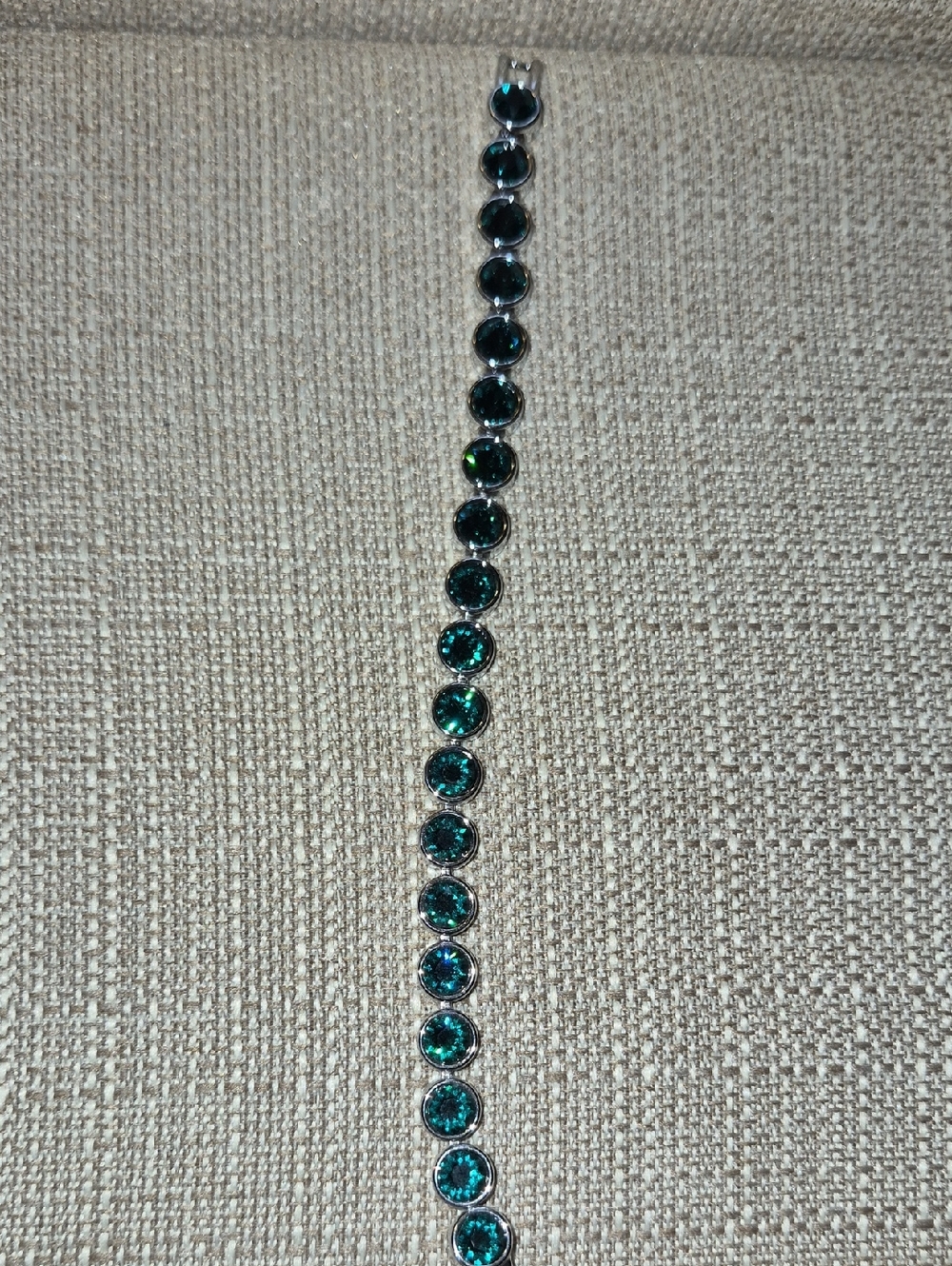 Touchstone Crystal Emerald-Tone Round Crystal Tennis Bracelet